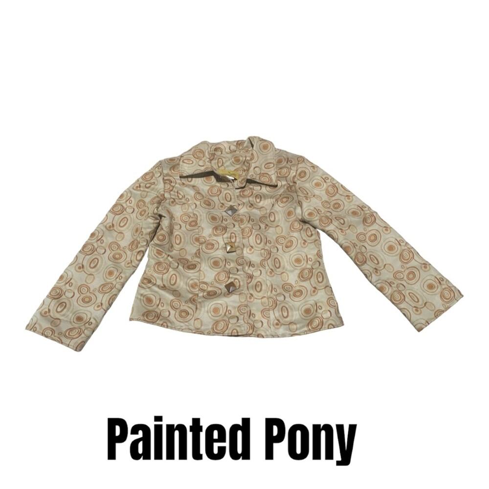Painted Pony womens medium blazer made in USA circle 90s jacket soft square butt
